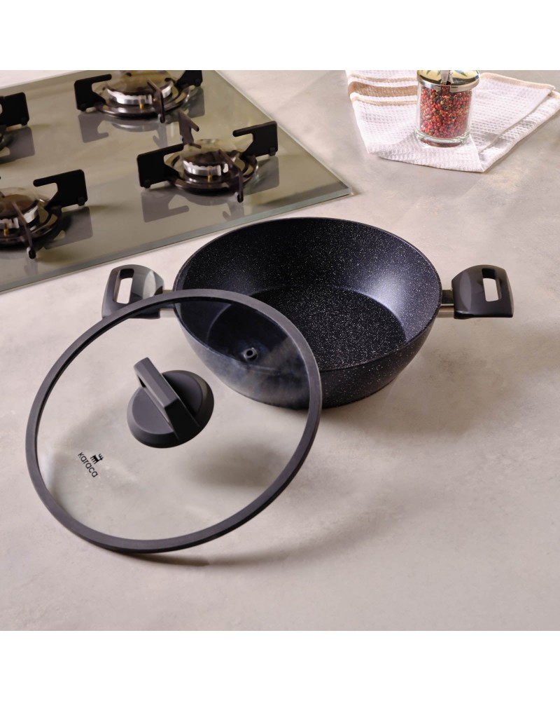 Karaca Aqua Granite Non-Stick Induction Shallow Casserole, 26m, Blue