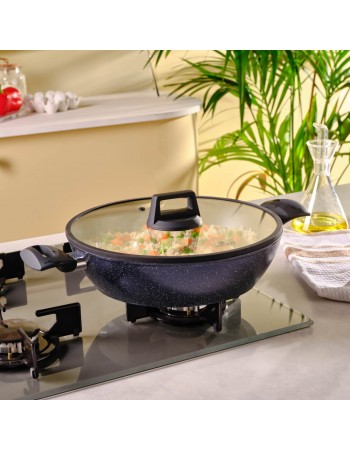 Karaca Aqua Granite Non-Stick Induction Shallow Casserole, 30m, Blue