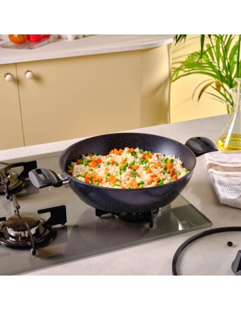 Karaca Aqua Granite Non-Stick Induction Shallow Casserole, 30m, Blue
