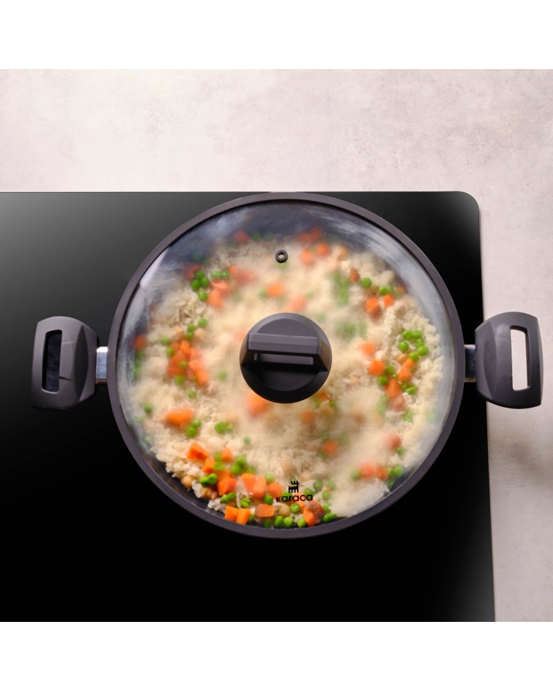 Karaca Aqua Granite Non-Stick Induction Shallow Casserole, 30m, Blue
