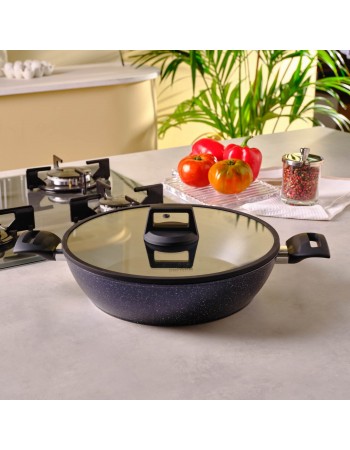 Karaca Aqua Granite Non-Stick Induction Shallow Casserole, 30m, Blue