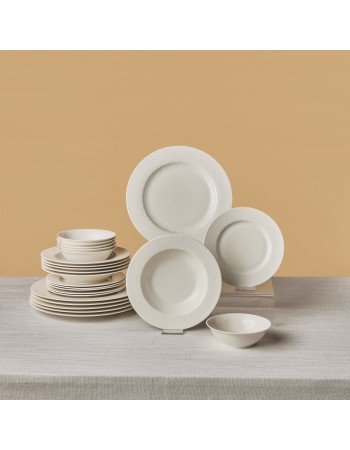 Karaca New Dome 24-Piece Bone China Dinner Set for 6 People, White