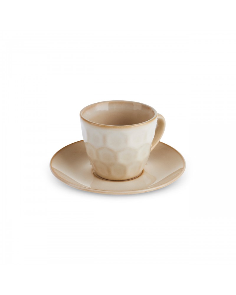 Karaca Aria Reactive Glaze 2-Piece Espresso Turkish Coffee Cup, 90ml, Beige