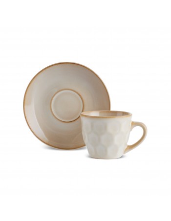 Karaca Aria Reactive Glaze 2-Piece Espresso Turkish Coffee Cup, 90ml, Beige