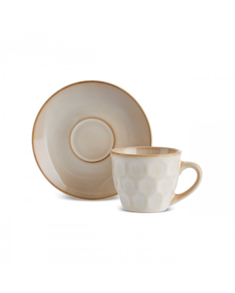 Karaca Aria Reactive Glaze 2-Piece Espresso Turkish Coffee Cup, 90ml, Beige