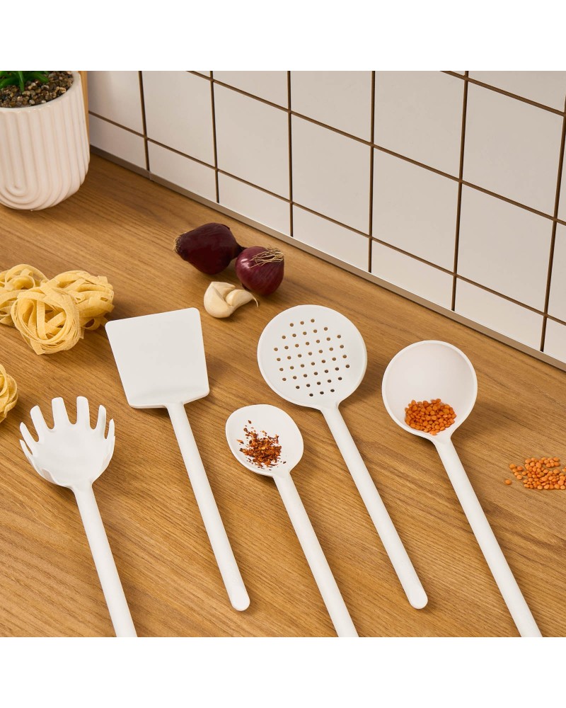 Karaca Simple 5-Piece Utensil Set, White