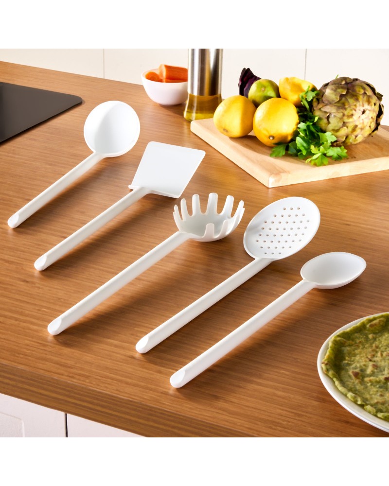 Karaca Simple 5-Piece Utensil Set, White