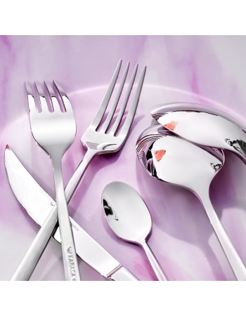 Karaca Tivoli 30-Piece Stainless Steel Cutlery Set for 6 People, Silver