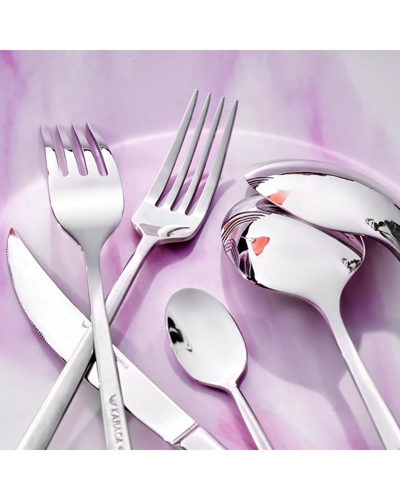 Karaca Tivoli 30-Piece Stainless Steel Cutlery Set for 6 People, Silver