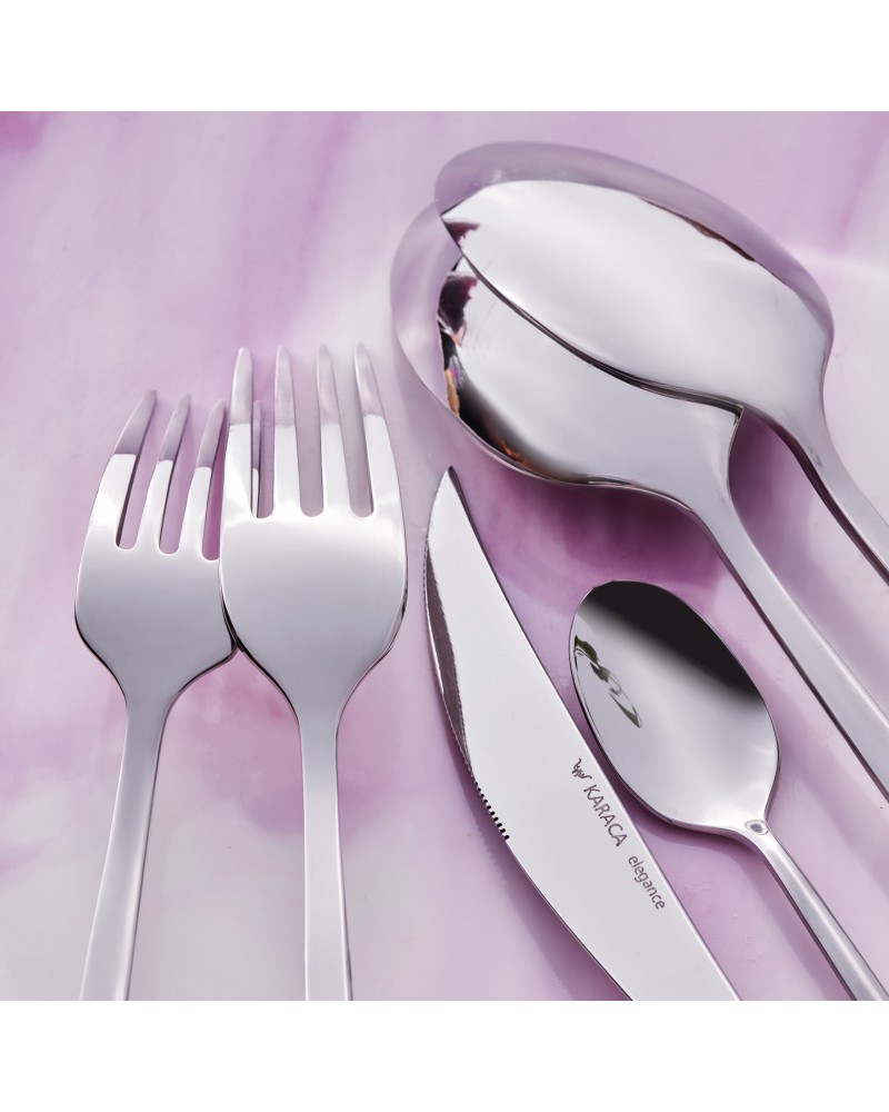 Karaca Tivoli 30-Piece Stainless Steel Cutlery Set for 6 People, Silver