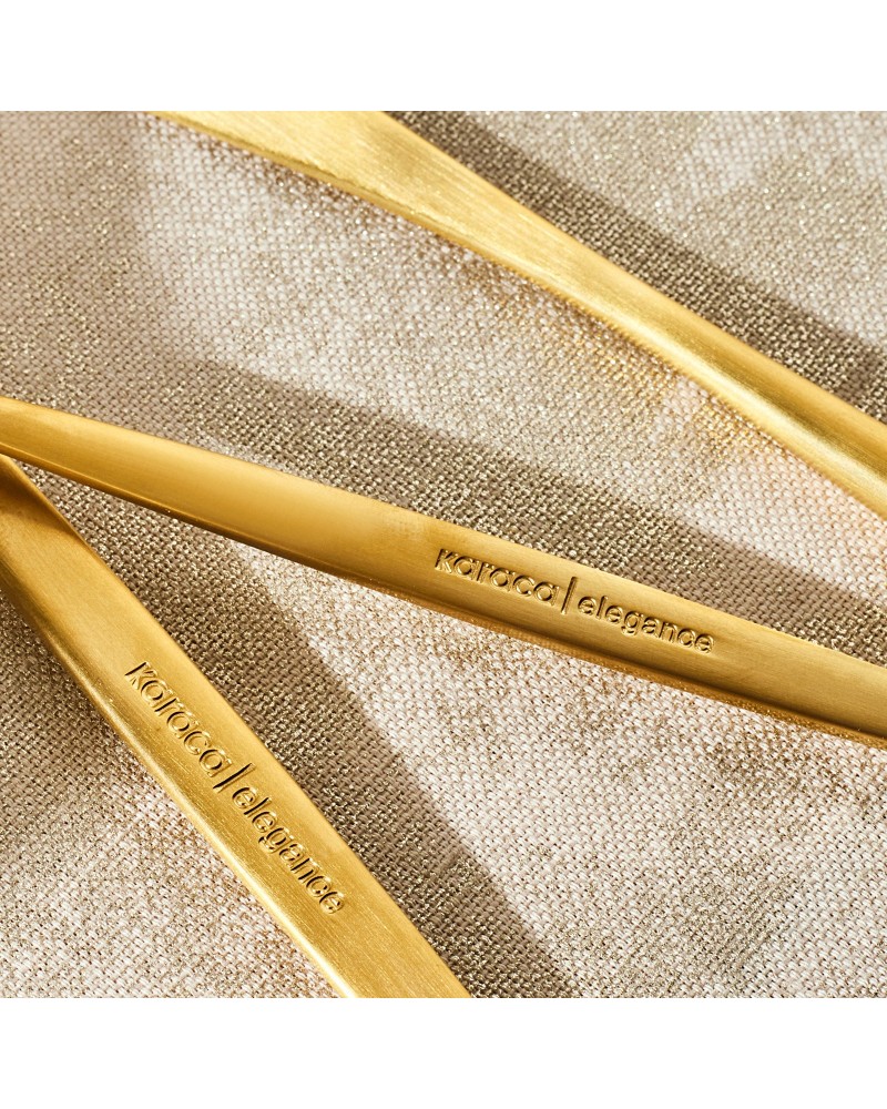 Karaca Lizbon 30-Piece Stainless Steel Cutlery Set for 6 People, Matte Gold