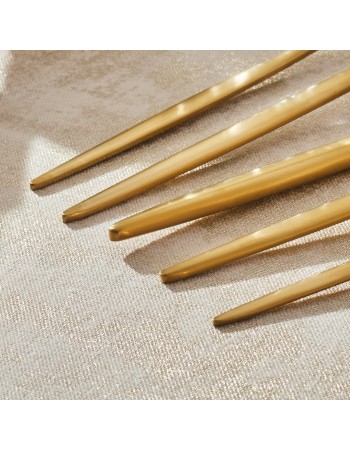 Karaca Lizbon 30-Piece Stainless Steel Cutlery Set for 6 People, Matte Gold