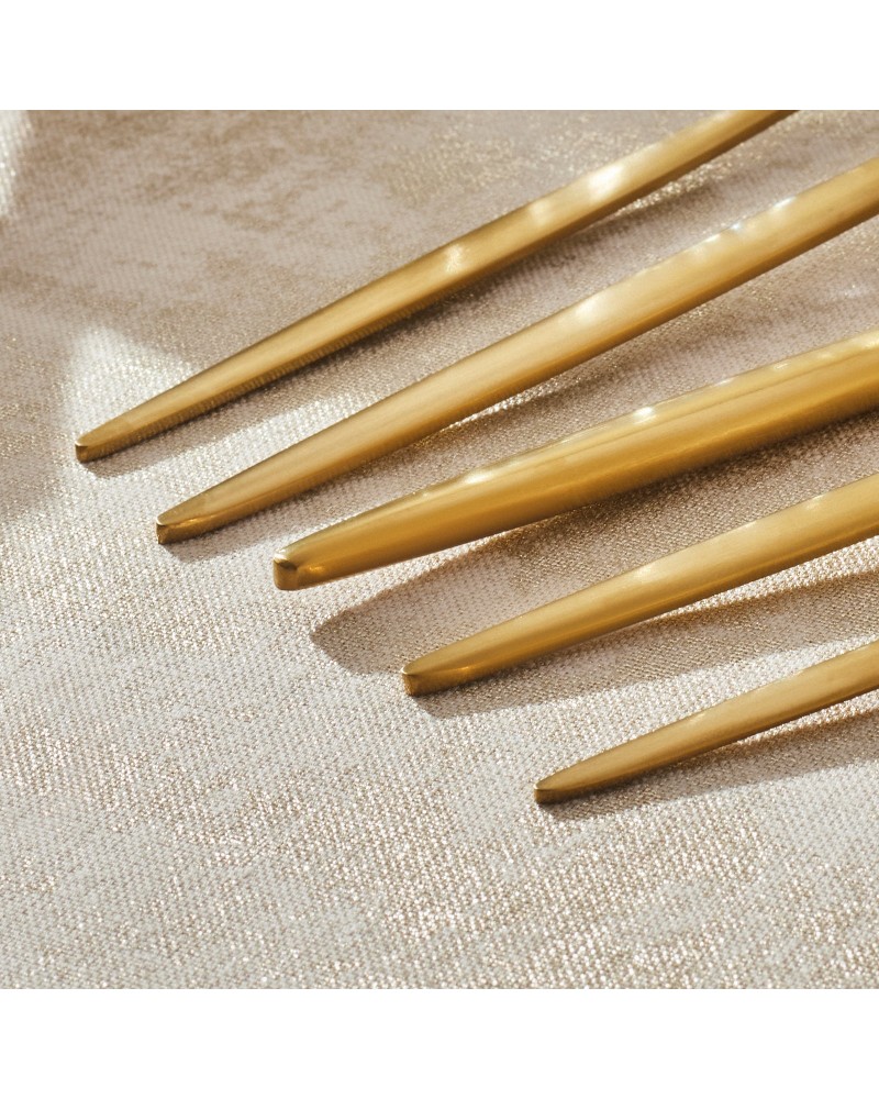 Karaca Lizbon 30-Piece Stainless Steel Cutlery Set for 6 People, Matte Gold