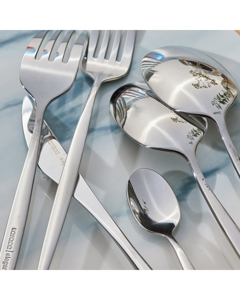 Karaca Lizbon 30-Piece Stainless Steel Cutlery Set for 6 People, Silver
