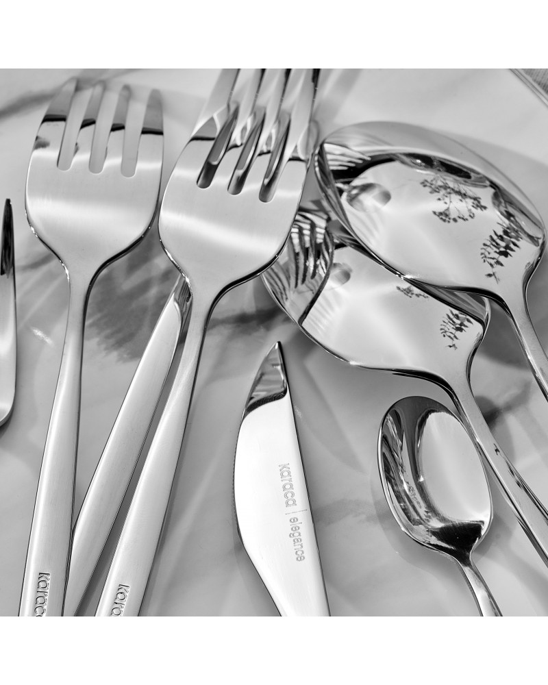 Karaca Lizbon 30-Piece Stainless Steel Cutlery Set for 6 People, Silver