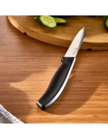 Dr.Inox Serrated Stainless Steel Utility Knife, 21cm, Black