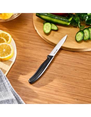 Dr.Inox Serrated Stainless Steel Utility Knife, 21cm, Black
