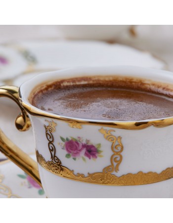 Karaca Royal Bone China Elizabeth 12-Piece Espresso Turkish Coffee Cup for 6 People, 90ml, Multi