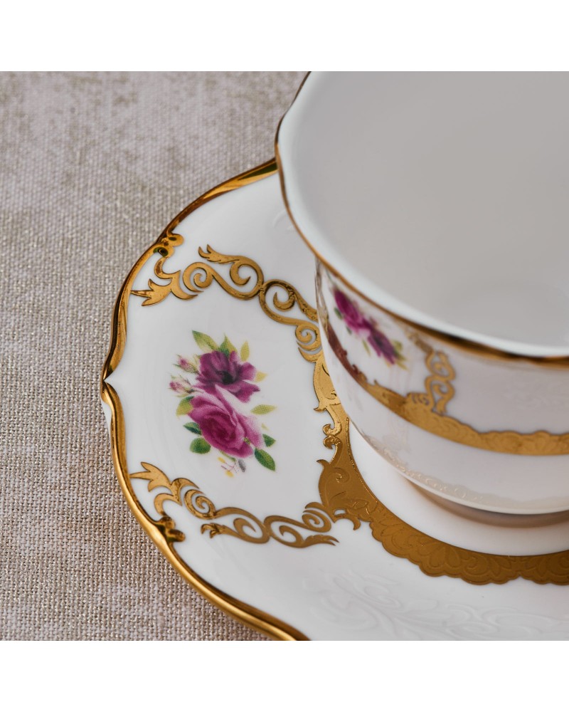 Karaca Royal Bone China Elizabeth 12-Piece Espresso Turkish Coffee Cup for 6 People, 90ml, Multi