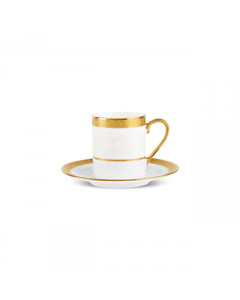Karaca Royal Bone China Victoria 12-Piece Espresso Turkish Coffee Cup for 6 People, 90ml, Multi