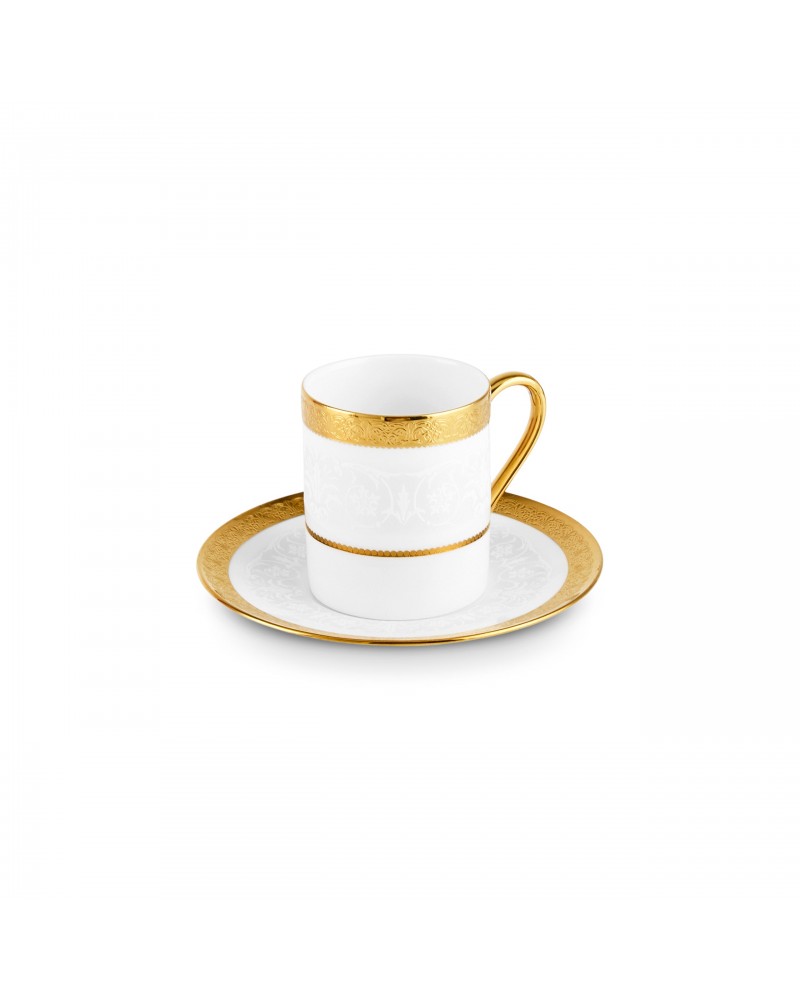Karaca Royal Bone China Victoria 12-Piece Espresso Turkish Coffee Cup for 6 People, 90ml, Multi