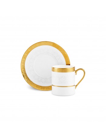Karaca Royal Bone China Victoria 12-Piece Espresso Turkish Coffee Cup for 6 People, 90ml, Multi