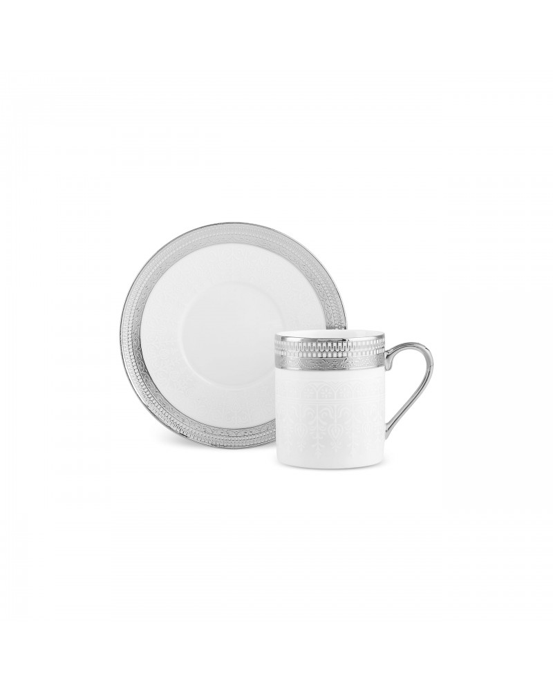 Karaca Royal Bone China Kate 12-Piece Espresso Turkish Coffee Cup for 6 People, 90ml, Multi