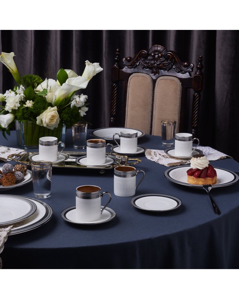 Karaca Royal Bone China Kate 12-Piece Espresso Turkish Coffee Cup for 6 People, 90ml, Multi