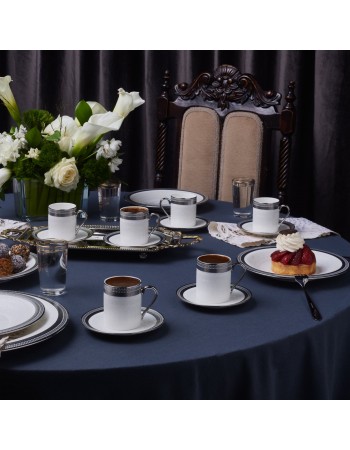 Karaca Royal Bone China Kate 12-Piece Espresso Turkish Coffee Cup for 6 People, 90ml, Multi