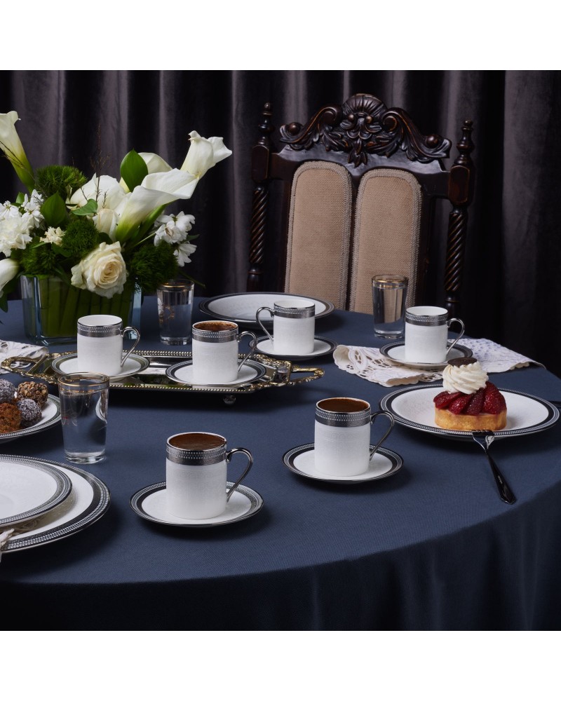 Karaca Royal Bone China Kate 12-Piece Espresso Turkish Coffee Cup for 6 People, 90ml, Multi