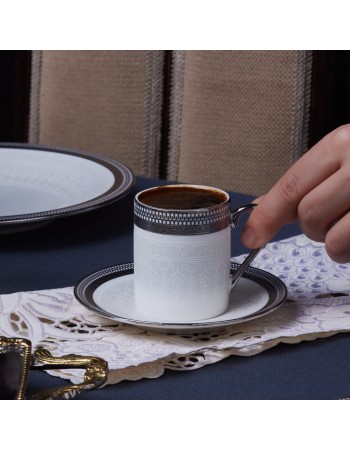 Karaca Royal Bone China Kate 12-Piece Espresso Turkish Coffee Cup for 6 People, 90ml, Multi