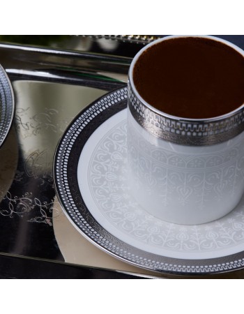Karaca Royal Bone China Kate 12-Piece Espresso Turkish Coffee Cup for 6 People, 90ml, Multi