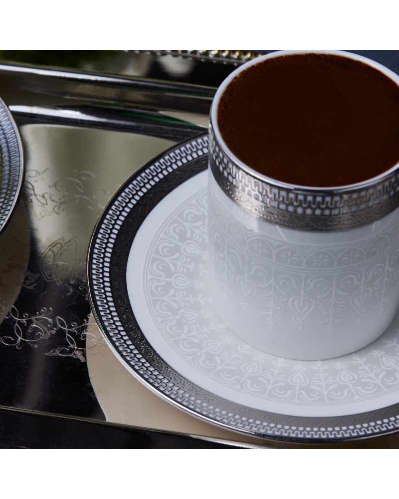 Karaca Royal Bone China Kate 12-Piece Espresso Turkish Coffee Cup for 6 People, 90ml, Multi