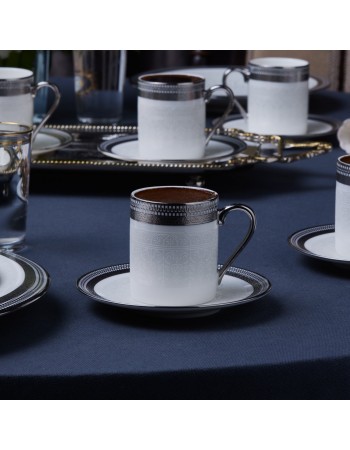 Karaca Royal Bone China Kate 12-Piece Espresso Turkish Coffee Cup for 6 People, 90ml, Multi
