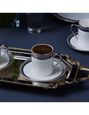 Karaca Royal Bone China Kate 12-Piece Espresso Turkish Coffee Cup for 6 People, 90ml, Multi