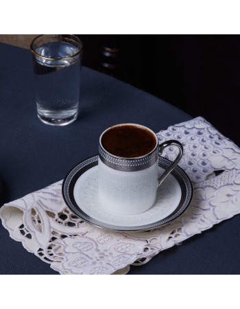 Karaca Royal Bone China Kate 12-Piece Espresso Turkish Coffee Cup for 6 People, 90ml, Multi