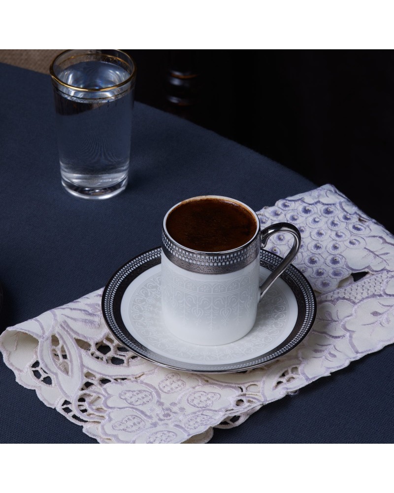 Karaca Royal Bone China Kate 12-Piece Espresso Turkish Coffee Cup for 6 People, 90ml, Multi