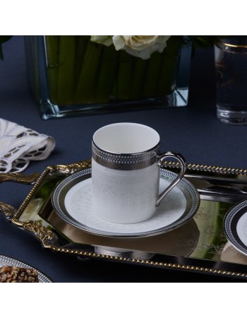 Karaca Royal Bone China Kate 12-Piece Espresso Turkish Coffee Cup for 6 People, 90ml, Multi
