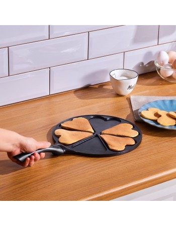 Karaca Fluffy Love Non-Stick Induction Ceramic Coating Pancake Pan, 26cm, Black