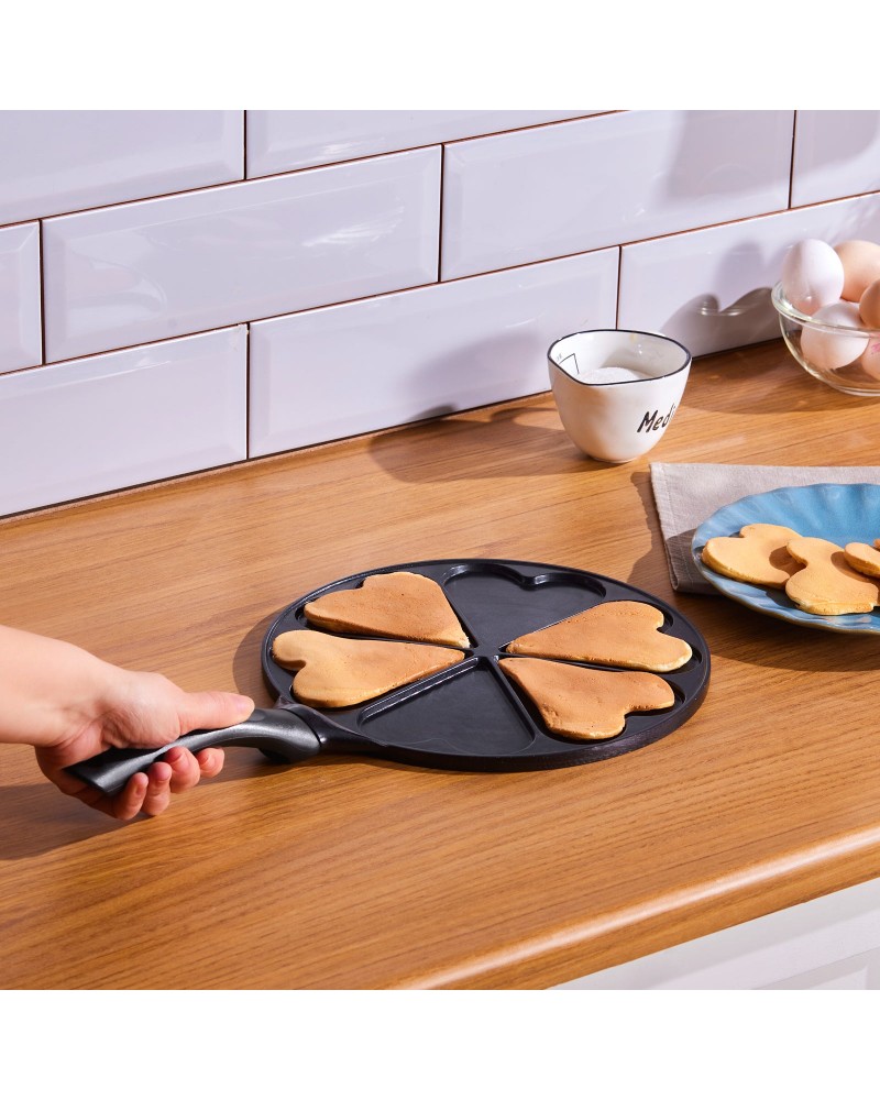 Karaca Fluffy Love Non-Stick Induction Ceramic Coating Pancake Pan, 26cm, Black