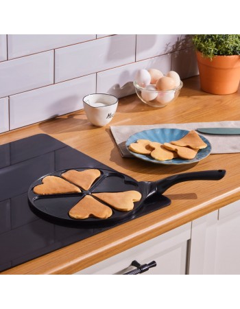 Karaca Fluffy Love Non-Stick Induction Ceramic Coating Pancake Pan, 26cm, Black