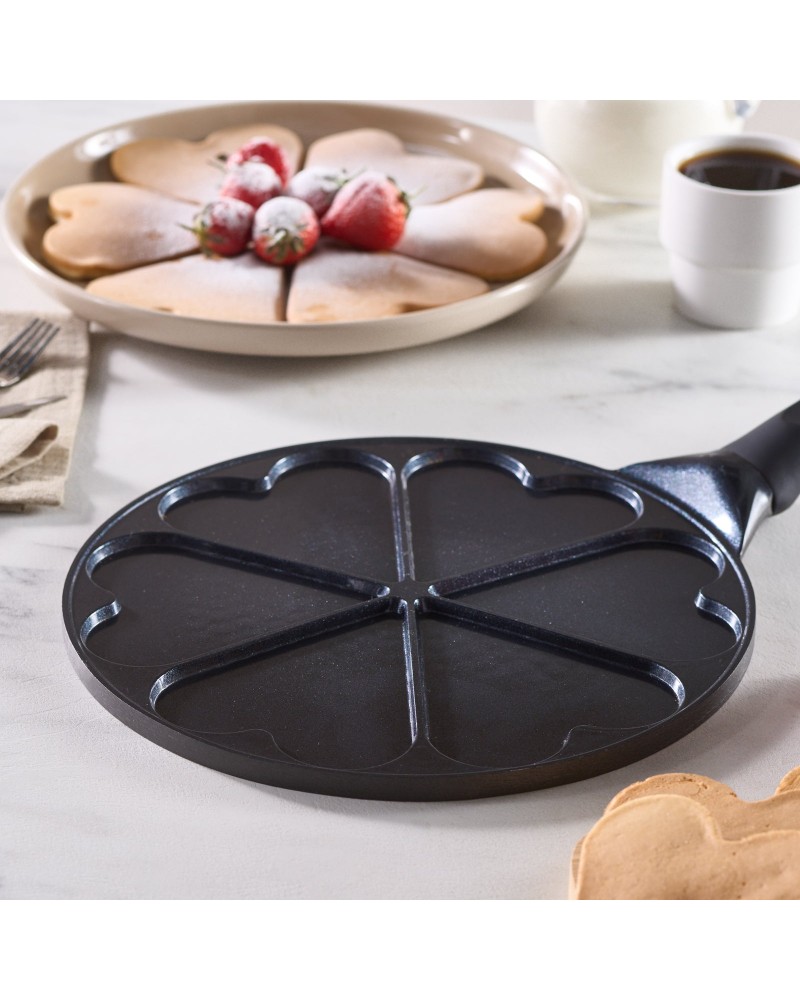 Karaca Fluffy Love Non-Stick Induction Ceramic Coating Pancake Pan, 26cm, Black
