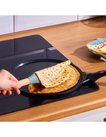 Karaca Fluffy Non-Stick Induction Ceramic Coating Crep & Pancake Pan, 26cm, Black