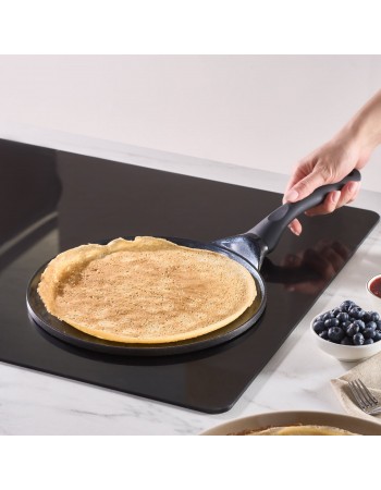 Karaca Fluffy Non-Stick Induction Ceramic Coating Crep & Pancake Pan, 26cm, Black