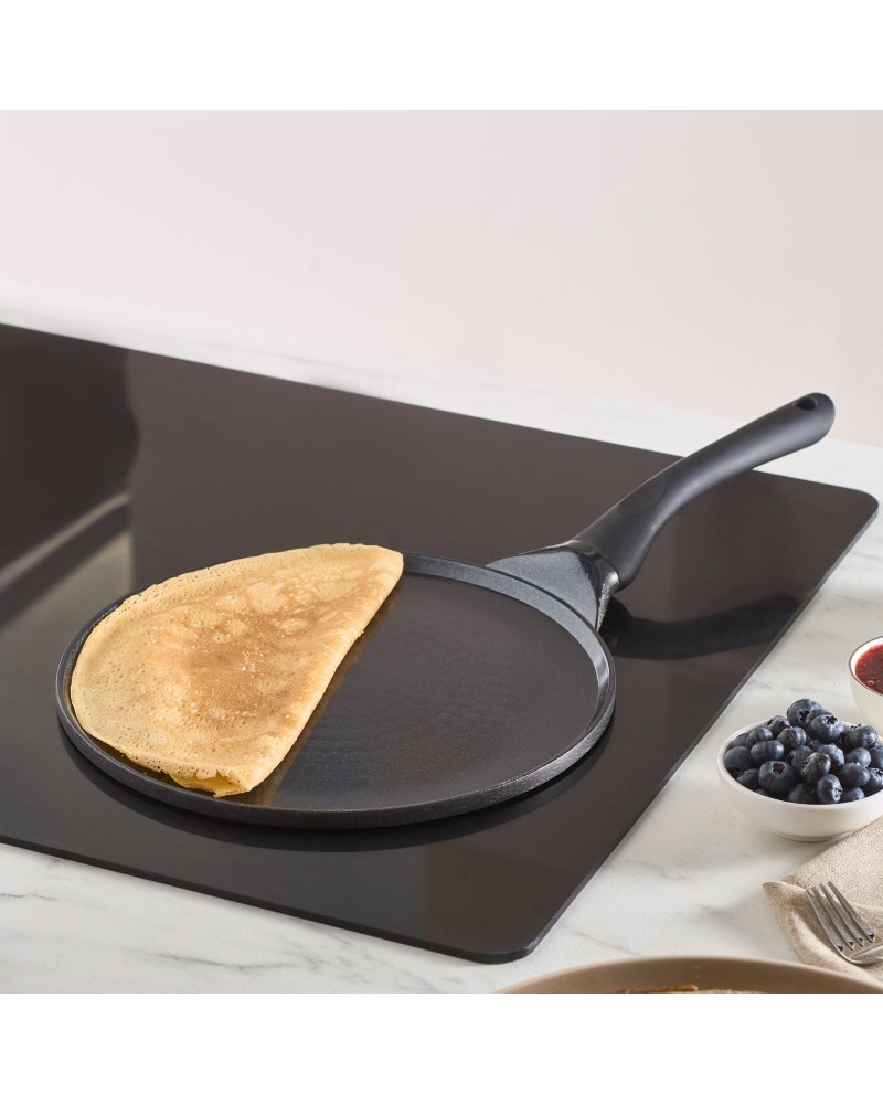 Karaca Fluffy Non-Stick Induction Ceramic Coating Crep & Pancake Pan, 26cm, Black