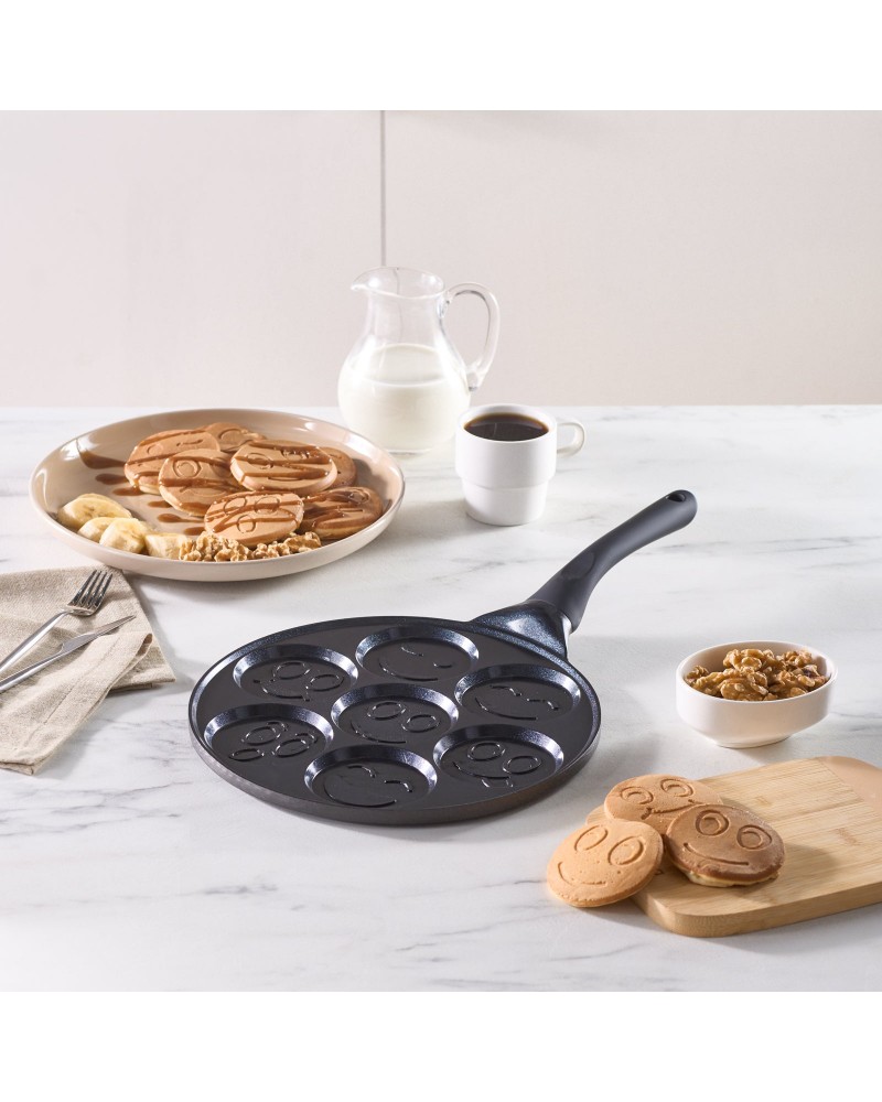 Karaca Fluffy Non-Stick Induction Ceramic Coating Pancake Pan, 26cm, Black