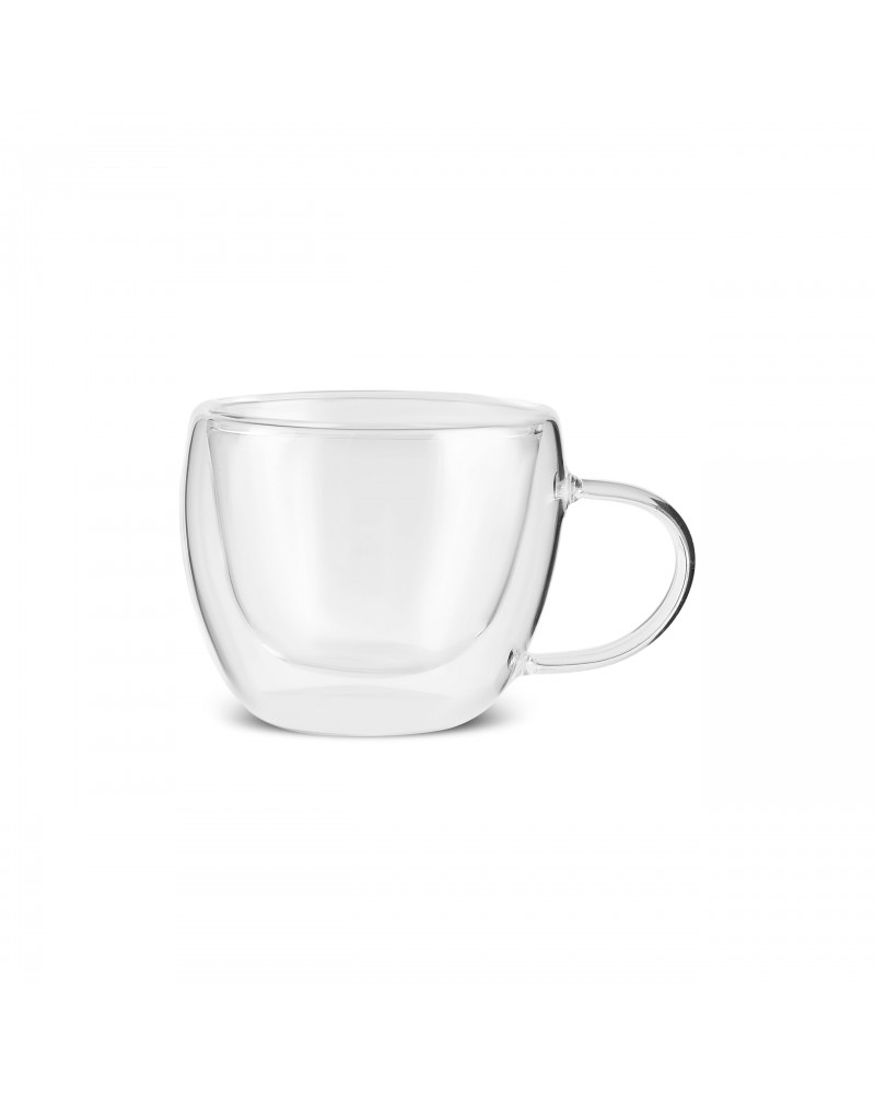 Karaca Olivia 6-Piece Double Wall Glass Espresso Turkish Coffee Cup Set for 6 People, 80ml, Clear