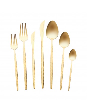 Karaca Callisto 84-Piece Stainless Steel Cutlery Set for 12 People, Gold