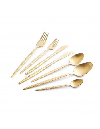 Karaca Callisto 84-Piece Stainless Steel Cutlery Set for 12 People, Gold