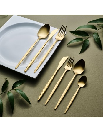 Karaca Callisto 84-Piece Stainless Steel Cutlery Set for 12 People, Gold
